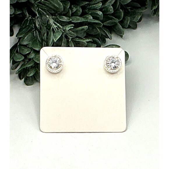 Elegant  Silver Tone CZ Halo Earrings by Avon - Picture 3 of 3